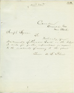 Letter from A. L. Stone to Joseph Lyman