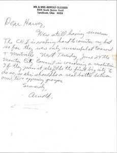 Letter from Arnold Gleisser to Harvey Wasserman