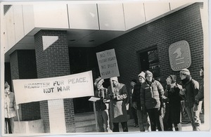 Anti-draft registration protest outside the post office building, Northampton
