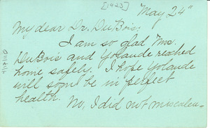 Letter from Nellie Allen White to W. E. B. Du Bois