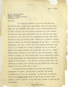 Letter from Oswald Garrison Villard to Johns Hopkins University