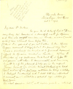 Letter from Adelaide Casely Hayford to W. E. B. Du Bois