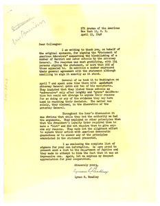 Circular letter from Lyman R. Bradley to W. E. B. Du Bois