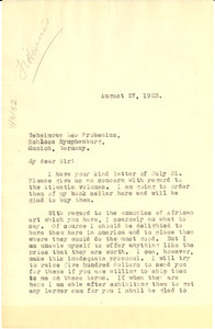 Letter from W. E. B. Du Bois to Leo Frobenius