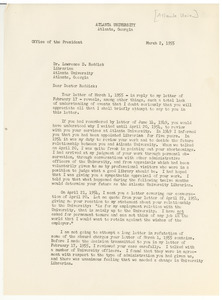 Letter from Atlanta University to Lawrence D. Reddick