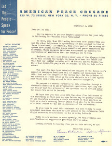 Letter from American Peace Crusade to W. E. B. Du Bois