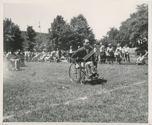 Wheelchair racing during annual outing