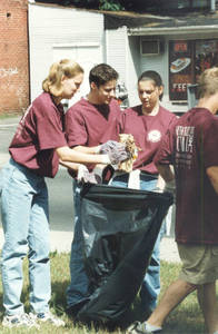 Picking up trash for Humanics In Action Day (September 10, 1998)