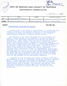 Memorandum from Thomas B. Francis to Mayor John F. Collins concerning the Planning Committee of the Presidential Conference on Equal Opportunity in Housing