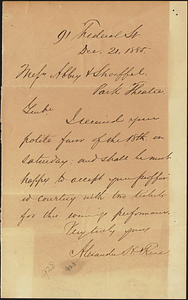 Letter written by Alexander Hamilton Rice, 1885