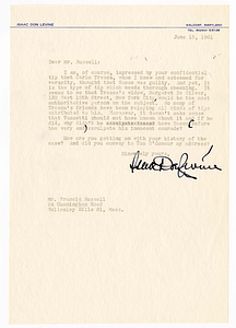 Letter from Isaac Don Levine to Francis Russell, June 15, 1961