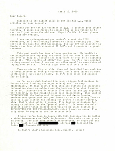 Correspondence from Lou Sullivan to Rupert Raj (April 13, 1989)