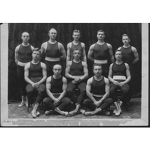 Men's wrestling team posing for group photo