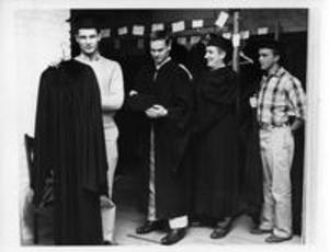 Members of the Class of 1958 preparing for Commencement