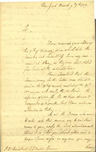 Jeffery Amherst letter to Lt. Col. Bradstreet, March 5, 1759
