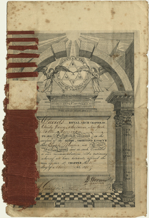 Royal Arch certificate issued to Elijah Wheeler, 1818 May 11