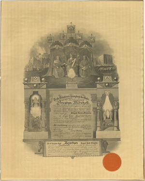 Royal Arch certificate issued to Preston Mitchell, 1921 March 30