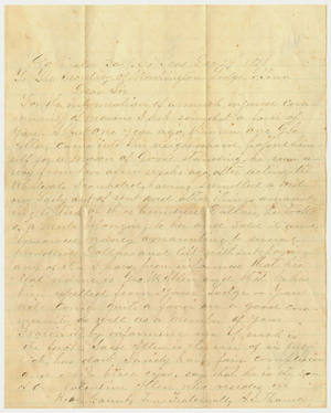 Letter from A. S. Thomas to the Secretary of Washington Lodge, 1871 December 29