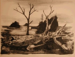 "Untitled (Landscape with dead trees)" Karl Fortess (1907-1995)