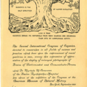 Certificate from the Second International Congress of Eugenics