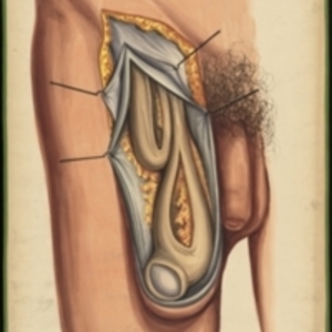 Teaching watercolor of hernia in the testis