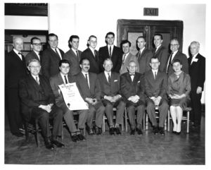 Suffolk University students and faculty at a Phi Alpha Theta chapter event, 1962