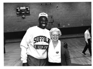 Derek Smith and Patricia I. Brown at the opening of Suffolk University's Ridgeway Gym (148 Cambridge Street)