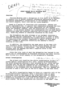 Draft of the staff report regarding the Speaker's Task Force trip to El Salvador trip, 8-10 January 1990