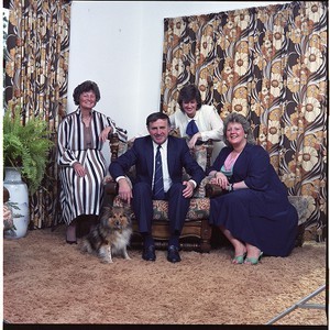 John Carson, former Lord Mayor of Belfast, UUP politician with wife and family, and milking his goat