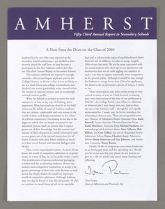 Amherst College annual report to secondary schools, 1999