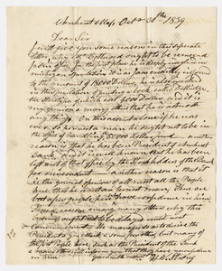 Hezekiah Wright Strong letter to unidentified recipient, 1839 October 30