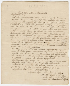 Student petition to Zephaniah Swift Moore, 1822 February 25