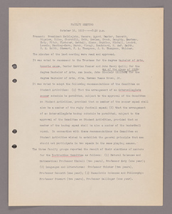 Amherst College faculty meeting minutes 1919/1920
