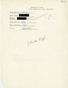Citywide Coordinating Council daily monitoring report for South Boston High School by St. Clair Phillips, 1975 September 10