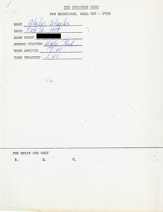 Citywide Coordinating Council daily monitoring report for Hyde Park High School by Gladys Staples, 1975 October 10