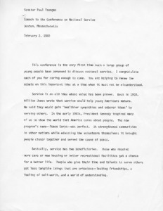 Speech to the Conference on National Service, Boston, Massachusetts