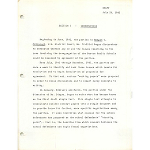 Draft, student desegregation plan (1 of 3), July 26, 1982.
