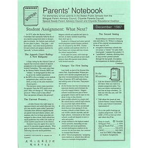 Parents' Notebook, December, 1987.