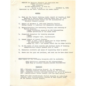 Citywide Coordinating Council training program and work plan, December 9, 1975.