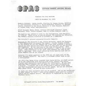 Minutes for CPAC meeting held on November 14, 1979.