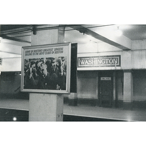 "Promotions - MBTA Stations," Boys' Clubs of Boston poster on display in Washington Street Station, Boston