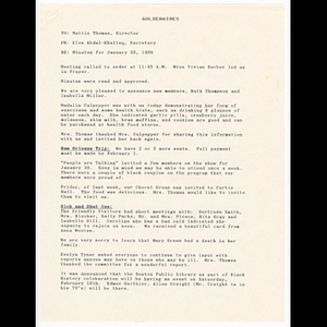 Minutes of Goldenaires meeting held January 25, 1990