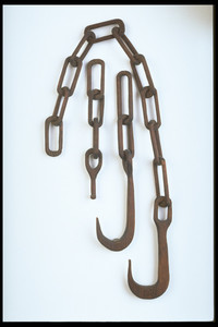 Whittled Wooden Hooks and Linked Chain