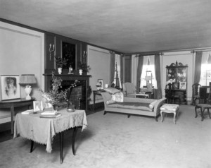 Interior view of the John Lawrence House, sitting room, 76 Campmeeting Road, Topsfield, Mass., undated