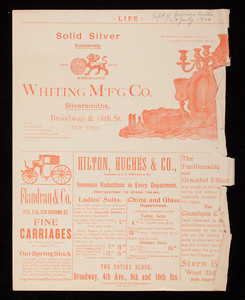 Advertisement for Whiting M'f'g Co., silversmiths, Broadway & 18th Street, New York, New York