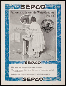 Sepco Automatic Electric Water Heater Type S, Automatic Electric Heater Co., Warren, Pennsylvania