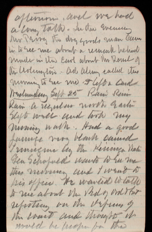 Thomas Lincoln Casey Notebook, September 1889-November 1889, 13, afternoon and we had a long talk