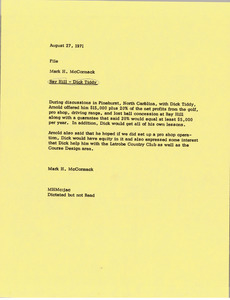 Memorandum from Mark H. McCormack concerning the Bay Hill and Dick Tiddy file