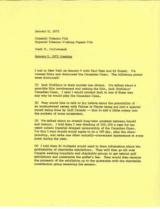 Memorandum from Mark H. McCormack concerning Imperial Tobacco