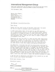 Letter from Mark H. McCormack to Baron Stig Ramel